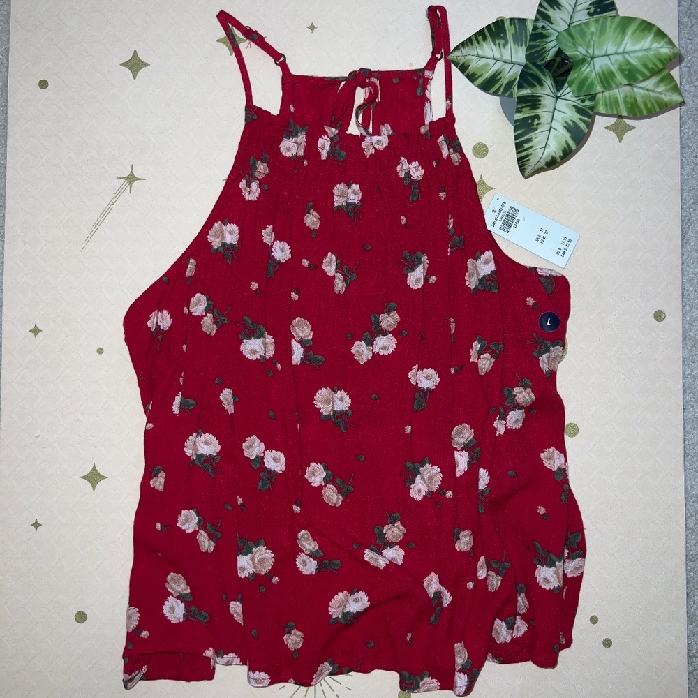 Hollister Easy High Neck Floral Tank in Red - Large